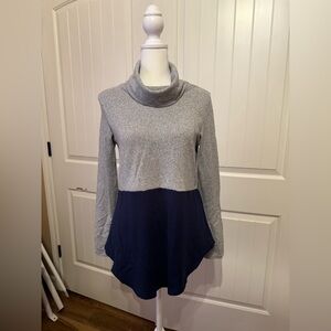Gray and blue cowl neck sweater